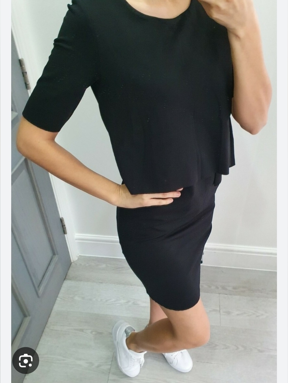 COS Black Layered Short-Sleeve Dress